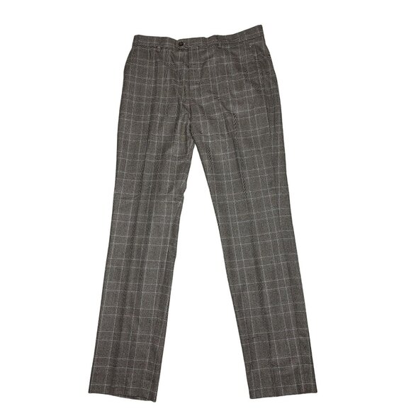 Vitale Barberis Canonico Soft Italian Flannel Wool Men Pants Windowpane W36 34L - Picture 1 of 6